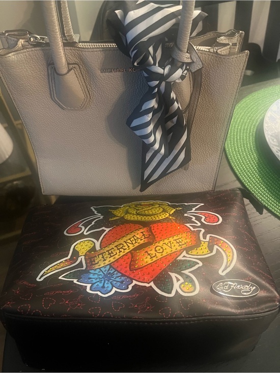 Michael Kors Handbags - Michael Kors Top Handle Satchel (EUC) & Ed Hardy Cosmetic Pouch (NWT) Bundle